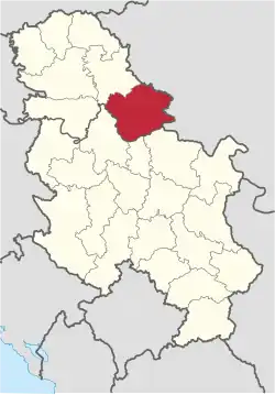 Location of district in Serbia