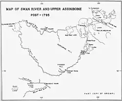 Peter Fidler's map of Swan River posts