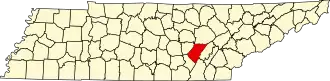 State map highlighting Bledsoe County