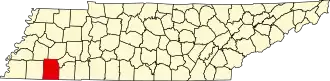 State map highlighting Hardeman County