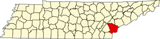 State map highlighting Monroe County