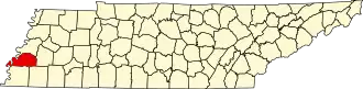State map highlighting Tipton County