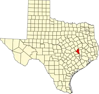State map highlighting Brazos County