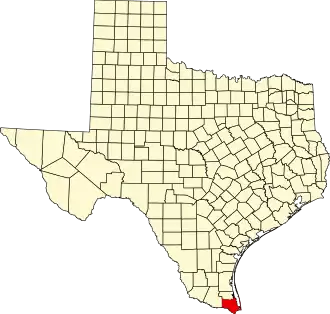 State map highlighting Cameron County