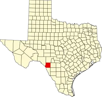 State map highlighting Kinney County