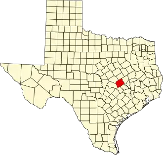 State map highlighting Milam County