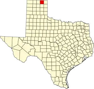 State map highlighting Ochiltree County