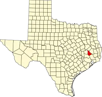State map highlighting San Jacinto County