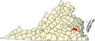 State map highlighting Charles City County