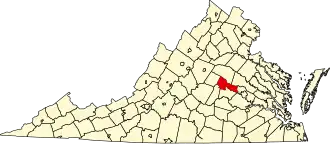 State map highlighting Goochland County
