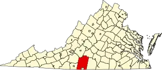State map highlighting Pittsylvania County