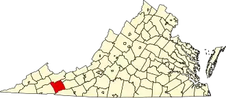 State map highlighting Smyth County