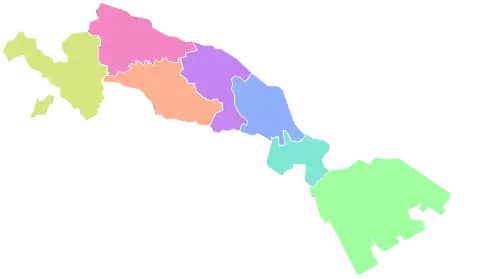 Map of the wards in Kawasaki.