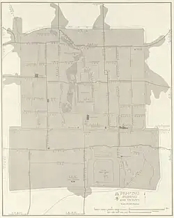 Map including Tian'anmen (labeled as T’ien-an Men ) (1950s)