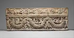 Garland bearers on a Roman sarcophagus, 130-150 CE.