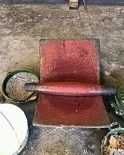 Mealybugs being ground into traditional red dye in Oaxaca, Mexico
