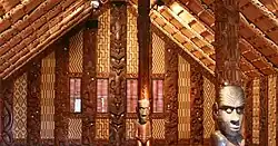 part of a woven panel with a triangle pattern in earthy colours