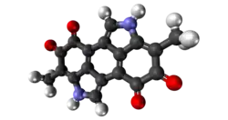 3,8-Dimethyl-2,7-dihydrobenzo[1,2,3-cd:4,5,6-c′d′]diindole-4,5,9,10-tetrone ball and stick model