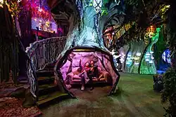 people sitting in art exhibit in santa fe new mexico