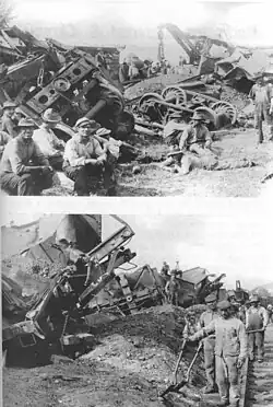 Minor injuries and nineteen wrecked cars resulted from this rear-end collision at Mumford on 21 August 1911.