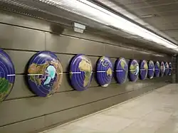 Detail on a wall in the Canyelles metro station