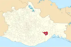 Location of the municipality in Oaxaca