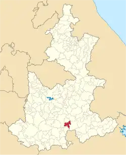 Location of the municipality in Puebla
