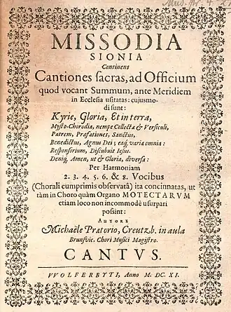 The arabesque title page of a 1611 book.