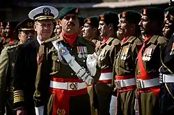 Pakistani infantrymen of the Azad Kashmir Regiment, wearing red cravats