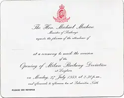 Milson Deviation Opening Ceremony - 27 July 1959