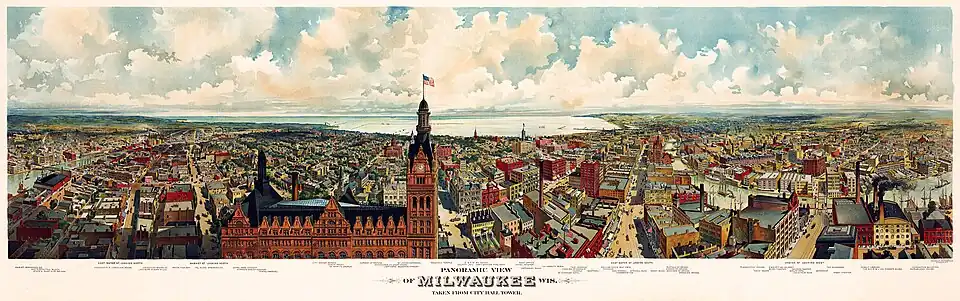 Image 92Panoramic view of Milwaukee 1890-1900 (from Portal:Architecture/Townscape images)