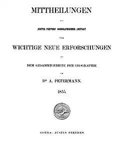 Front page of the 1st edition of Petermanns Geographische Mitteilungen (1855)