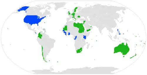 Map showing the signatories of the MoU