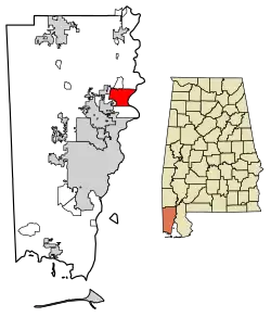 Location in Mobile County, Alabama