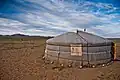 A ger sits on the steppes near Mandalgovi
