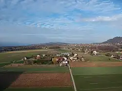 Aerial view of Monniaz, hamlet of Jussy