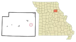 Location in Monroe County and the state of Missouri