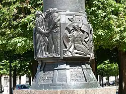 Two of the bas-reliefs on the Mickievicz monument."The Three Polands" and "Aldona"