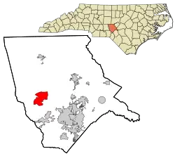 Location in Moore County and the state of North Carolina