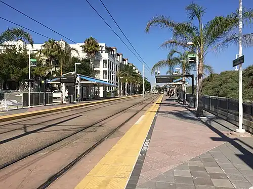 The platforms at Morena/Linda Vista station, 2019