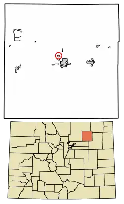 Location of the Morgan Heights CDP in Morgan County, Colorado.
