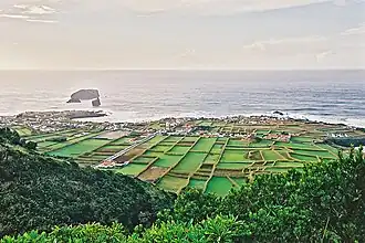 A coastal perspective of the village of Mosteiros, the westernmost settlement on the island of São Miguel