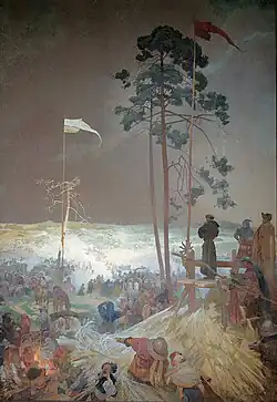 Mucha's The Slav Epic cycle No.9: The Meeting at Křížky (1916)