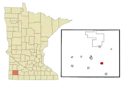 Location of Avoca within Murray County, Minnesota