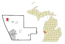 Location within Muskegon County and the state of Michigan