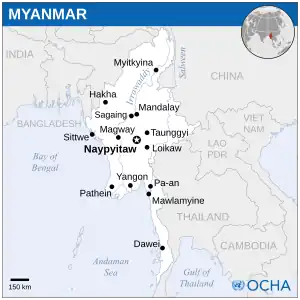 Map of Burma (Myanmar)