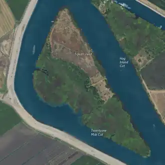 Aerial image of an island.