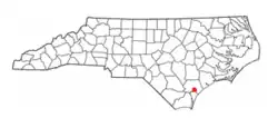 Location within the U.S. state of North Carolina