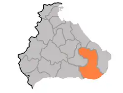 Map of Kangwon showing the location of Kumgang