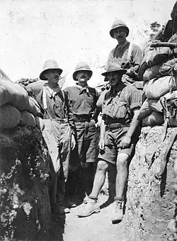 Four New Zealand officers at Gallipoli, Turkey, 1915